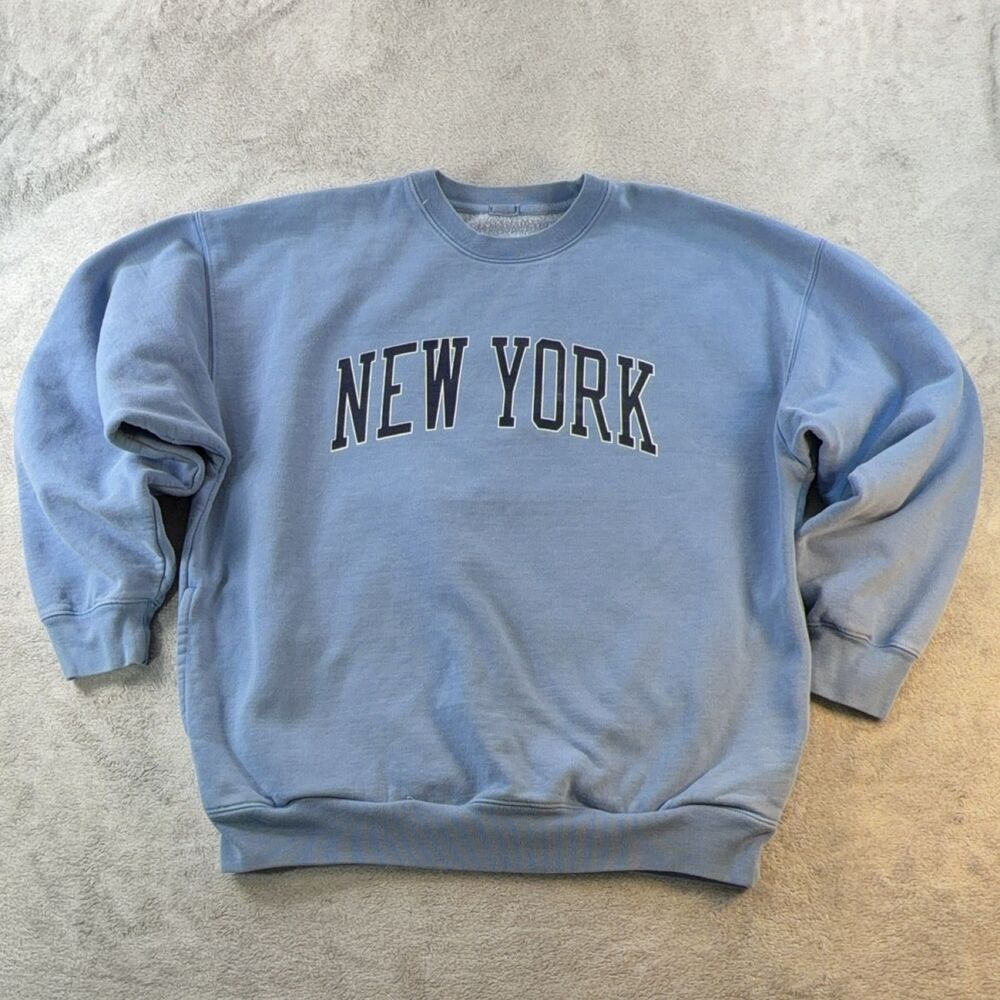 John Galt Sweatshirt Womens XL New York Blue Oversized Graphic Crewneck